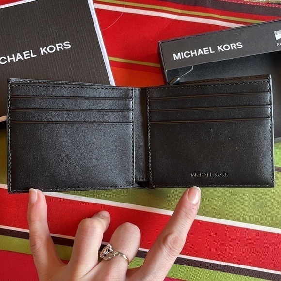 Brand New Michael Kors Genuine Leather Slim Billfold Andy Luggage Mens Wallet - Picture 6 of 12